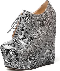 Женские ботильоны AUMOTED на танкетке, круглый носок, платформенные короткие ботинки, для свиданий, из лакированной кожи, с шнуровкой, на танкетке 15 см, на молнии, удобные, Flower White