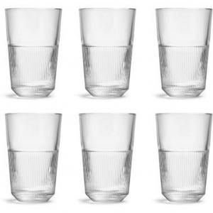 Royal Leerdam Набор из 6 стаканов Londrinkglass Rayo, 360 мл, кристально чистый, тертый, высота 12,9 см, для воды, безалкогольных напитков или в качестве коктейльного стакана, можно штабелировать, можно мыть в посудомоечной машине, прозрачный