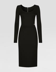 Платье миди из миланского трикотажа с логотипом dg Dolce & Gabbana, черный