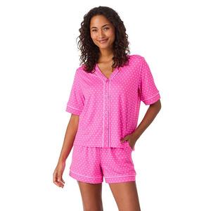 Женский комплект пижамы с коротким рукавом и шортами Cuddl Duds, Fuchsia Dot