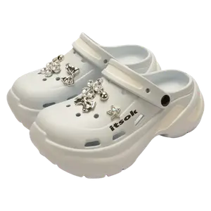 Itsok Клоги женские светло-голубые с декором серебристый бриллиант городской шик вечеринка, цвет Light Blue+Decoration (Silver Diamond Urban-Chic Style Party)