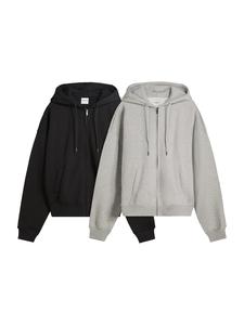 Толстовка с капюшоном на молнии Bershka, серый/черный