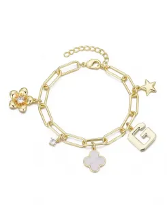 Золотой браслет с инициалами и массивными подвесками Adornia, gold-g