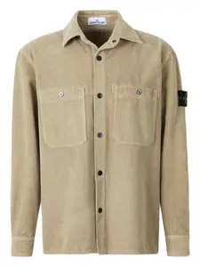 Вельветовая рубашка с накладными карманами Stone Island, коричневый