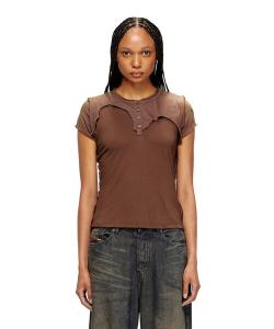Футболка женская с коротким рукавом, прямым кроем, T-UNRAWY DIESEL, темно-коричневый