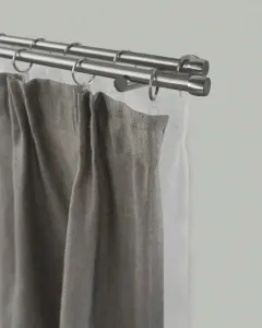 Карниз для штор GARESA "KAPPE", 2 направляющие, желаемая длина, комплект для штор, выдвижной, колпачок, имитация нержавеющей стали, с кольцами 430 см, Ø16мм, цвет edelstahlfarben