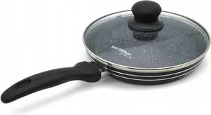 Гранитная сковорода, 24 см, 2 л, со стеклянной крышкой, легко моется, антипригарное покрытие, совместима с индукционными и газовыми плитами EDANTI