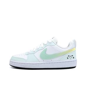 Nike Court Borough Mint Cat Synthetic Leather Abrasion Resistant Low top Skateboard Shoes Black White Teenagers