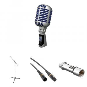 Динамический микрофон Shure Super 55 Deluxe Vocal Microphone Kit (Chrome with Blue