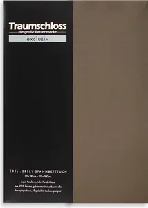 Простыня на резинке Exclusive Premium Jersey 90-100 x 200 см капучино 150 г/м², 100% расчесанный хлопок Мако Traumschloss