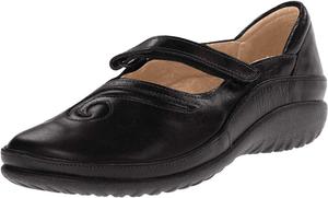 Женские туфли NAOT Matai с застежкой Maryjane, пробковой стелькой и поддержкой свода стопы - легкие и идеальные для путешествий, со съемной стелькой, Black Madras Lthr/Black Suede