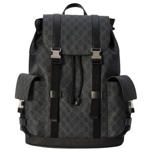 Рюкзак из холста с кожаной отделкой мужской черный GUCCI