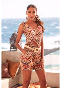 LASCANA Женский комбинезон с принтом и завязками, коричневый