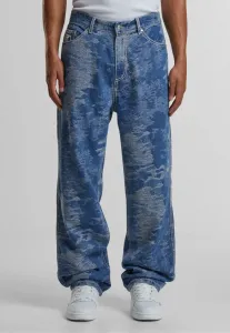 Джинсы свободного кроя с камуфляжным рисунком "потертости" Karl Kani, Medium Blue