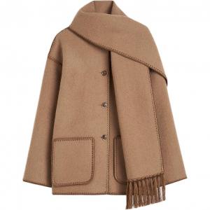 Шарф-куртка с отделкой петельным швом TOTEME, верблюжий