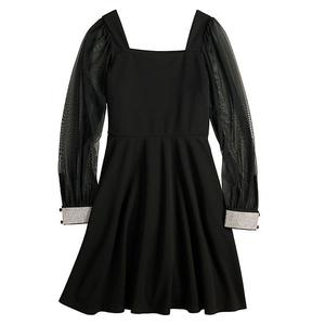 Платье с сетчатыми рукавами Girls 7-16 scuba crepe в размерах regular и plus Speechless, Black