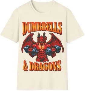 Футболка Dumbbells & Dragons с принтом для любителей тренажерного зала