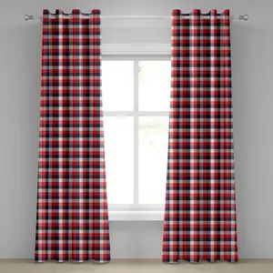 Шторы ABAKUHAUS из ткани с люверсами, клетчатый узор, винтажный квадратный мотив тартан, традиционные, декоративные, двухпанельные, 280 см x 225 см, темно-синий, яркая альпийская краска Abakuhaus