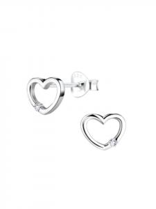 Alexander York Серьги-гвоздики в форме сердца из серебра 925 пробы, комплект из 2 штук