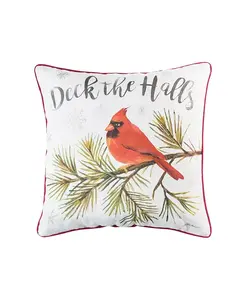Декоративная подушка с кардинальным рождественским принтом «Украсьте залы», 18 x 18 дюймов C&F Home, red