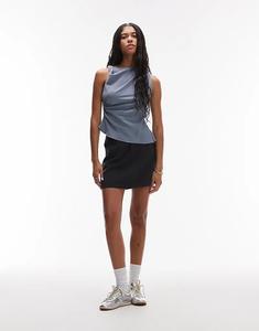 Мини-юбка Topshop супермягкая купро черного цвета