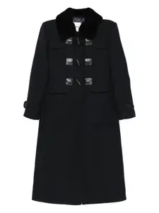 Пальто с воротником из искусственного меха SANDRO, черный