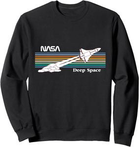 Толстовка с капюшоном NASA Deep Space Rocket Rainbow Stripe, черная