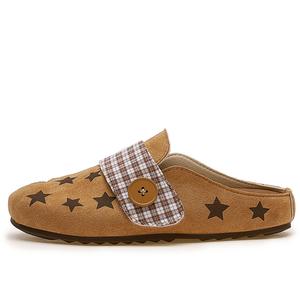 MUKALUO Женские тапочки с закрытым носком на резиновой подошве, бесшумные и устойчивые к истиранию, коричневые, цвет Brown