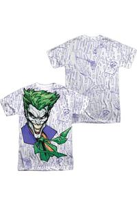 Футболка с коротким рукавом для взрослых с принтом Batman Laugh Clown Laugh (спереди/сзади), 100% полиэстер Gildan, белый