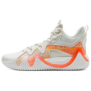 XTEP Баскетбольные кроссовки Ling Blade 1.5, износостойкие, с широким охватом, легкие, среднего размера, мужские, белые, оранжевые