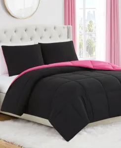 Двустороннее одеяло с квадратной строчкой, 3 предмета, размер Full/Queen Juicy Couture, черный/розовый