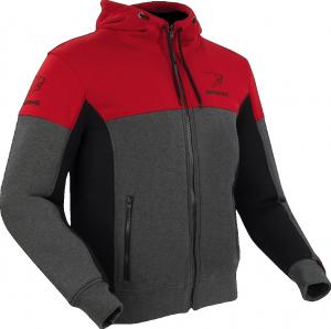 Bering hoodiz vented motorcycle zip hoodie, Black/Anthracite/Red