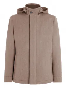 Куртка с капюшоном и потайной застежкой Zegna, коричневый