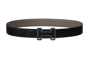 Вечерний цвет индивидуальный индиго пряжка Togo телячья кожа двусторонний кожаный ремень мужской черный 32мм HERMES