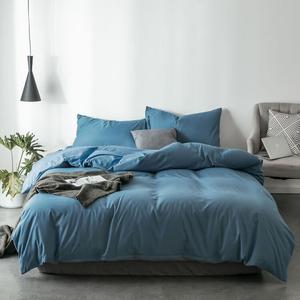 LUOLAI HOME Комплект постельного белья, 4 предмета, простыня на резинке 150 см, пододеяльник 180x220 см, сапфирово-синий