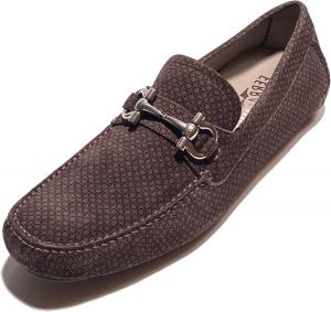Мужские замшевые мокасины-драйверы Ferragamo Gancini Bit Gray, модель Parigi 17 (Salvatore), initial