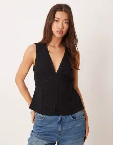 Черный жилет с кружевной отделкой ASOS DESIGN