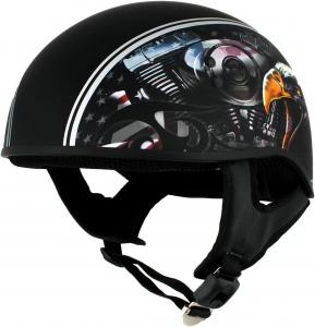Мотоциклетные полушлемы Hot Leathers Advanced DOT Skull Cap Classic Biker HLD HLT, HLD1023-V-TWIN-EAGLE