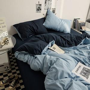 Muji Комплект постельного белья из 4 предметов (простыня 150 см, пододеяльник 150x200 см), цвет Rock Light Blue