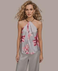 Женский топ с принтом и завязками на шее Donna Karan New York, Pink Sands Multi