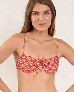 Верх бикини-балконет с принтом и подкладкой Río de Sol, красный