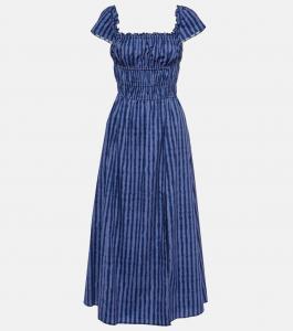 Платье миди со сборками из смесового хлопка Altuzarra, синий