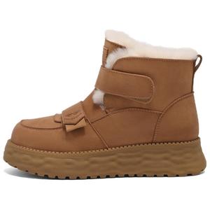 BELLE Тёплые износостойкие противоскользящие короткие зимние ботинки для женщин с эффектом увеличения роста коричневые матовая кожа, цвет Brown - Matte Leather