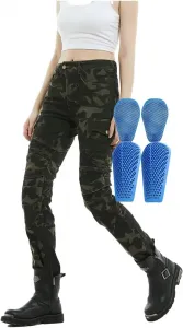 Мотоциклетные джинсы, велосипедные штаны с защитой, включая сертифицированные по стандарту CE наколенники и набедренные протекторы, эластичный материал, унисекс/всесезонные штаны, Grün