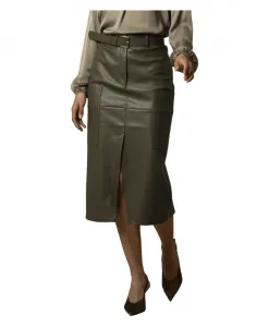 Стильная юбка-карандаш из искусственной кожи Kocca, зеленый