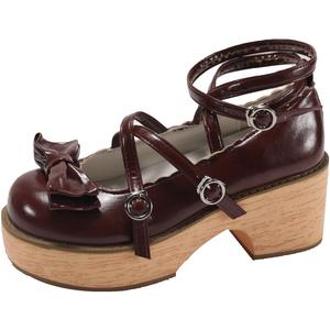 WUJI Мэри Джейн на массивном каблуке 6,8 см женские — коричневые, цвет Brown