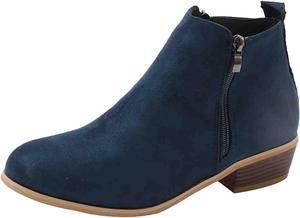 Женские ботильоны на низком каблуке сбоку, женские ботинки с заостренным носком, ботильоны с толстым каблуком, на низком каблуке, с удобной посадкой Generic, Blue