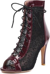 Классические женские гладиаторские ботильоны на шнуровке с каблуком-стилет Cantianshu, 274 Claret