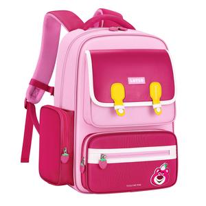 Disney Студенческий рюкзак из полиэстера серии "Клубника" детский розово-красный, Cute Strawberry Bear Backpack - Rose Red