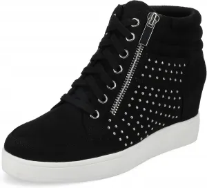 Женские кроссовки Journee Collection Clarity на клиновидной подошве с кружевами и застежкой-молнией, черный